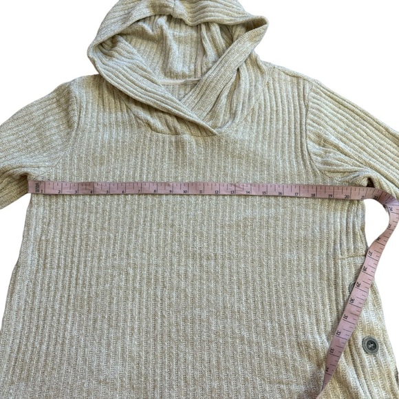 Soft Surroundings Asymptomatic Button Hooded Sweater Cream Color Women’s Small - Picture 10 of 11